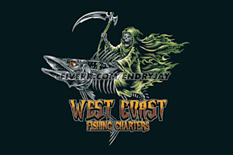 design custom fish logo with horror style