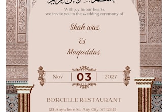 design luxury islamic wedding digital  invitation card