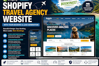 build lucrative shopify travel agency website with tour booking lead generation