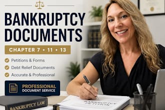 draft chapter 7, 11 and 13 bankruptcy forms, petitions and debt relief documents