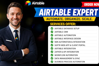 setup airtable databases, n8n automations airtable automations, and softr expert