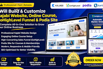 build kajabi and podia website, online course and sales gohlghlevel funnel