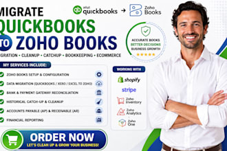 migrate quickbooks to zoho books migration cleanup catchup bookkeeping ecommerce