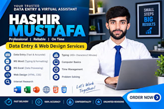 do professional data entry, excel work, and custom web design