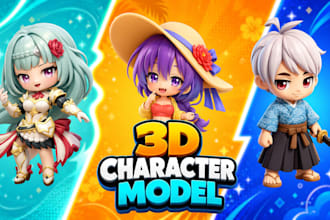 design a cute chibi 3d character model for 3d printing