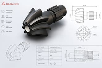 do parametric modeling, solidworks, cnc machining and technical drawing
