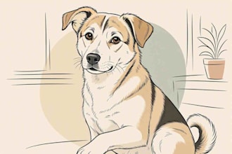 draw custom pet portrait in line art vector illustration