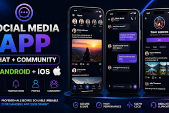 build a social media chat or community mobile app for android and ios