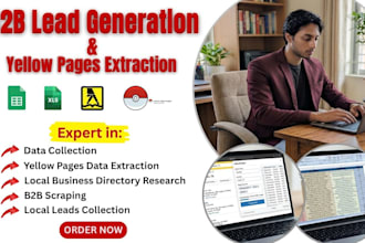 do yellow pages scraping, b2b data entry and lead generation
