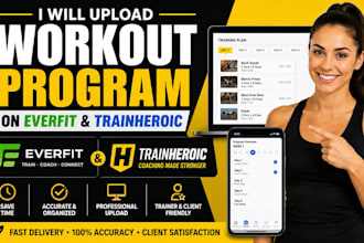 workout program uploaded organized on everfit or trainheroic