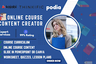 create online course content, curriculum, and learning materials for elearning