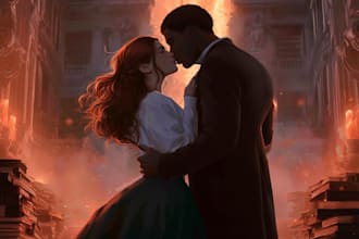 design romantic book cover with art
