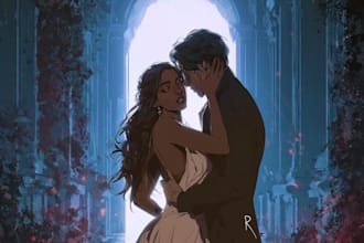illustrate an emotional romantic book cover artwork