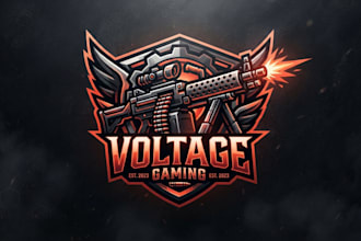 design a bold machine gun logo for your gaming brand