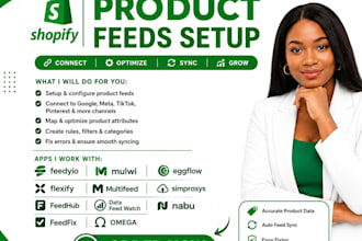 setup shopify product feeds feedyio mulwi eggflow flexify multifeed simprosys