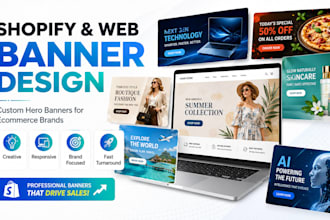 design shopify store banner, hero image, header and slider that boost sales