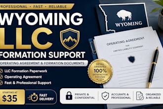 assist with wyoming llc formation paperwork and business documents