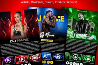 design dj press kit, music epk, artist press kit, one sheet, distribution flyer