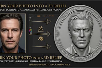 sculpt portrait 3d coin model custom 3d bas relief challenge coin 3d printing