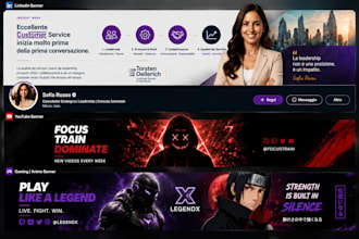 create perfect youtube banner channel art anime logo, gaming and linkedin banner