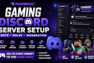 setup gaming discord server with bots, roles and moderation
