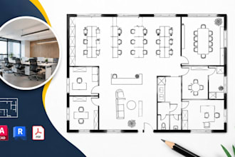 create corporate office floor plans, workspace design and cad drafting