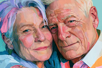 realistic family portrait, couple art