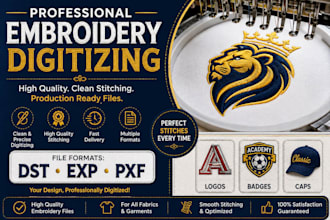 create embroidery digitizing in dst exp pxf