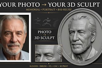 sculpt custom 3d coin portrait bas relief medallion 3d coin model stl printing