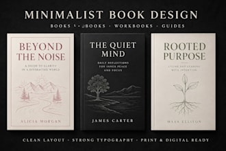 do fantacy, poetry, fiction minimalist book design and ebook cover design