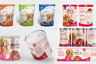 design pet food packaging, pouch, bag and label design