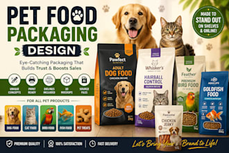 design pet food packaging, pouch, bag and label design