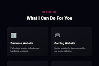 create a modern  gaming, portfolio and custom website