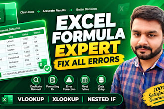 fix excel formula errors, vlookup, xlookup and nested if formulas