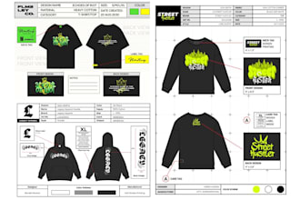create clothing tech pack for activewear sportswear streetwear tshirt design