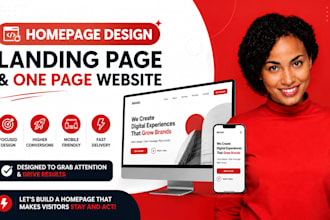 homepage design, one page website, homepage redesign landing page urgent website