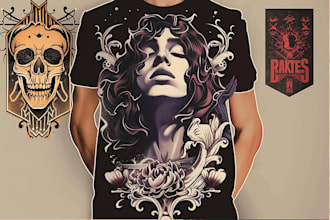 create unique custom vintage tshirt illustrations