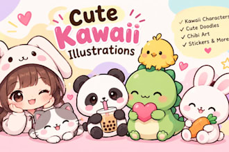 kawaii cute stickers doodles kawaii character mascot kawaii illustration plushie