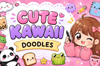 kawaii cute stickers doodles kawaii character mascot kawaii illustration plushie