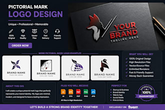 design a unique professional pictorial mark logo for your brand