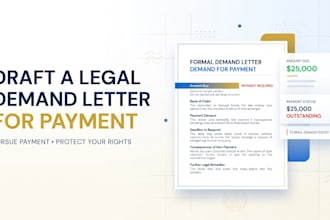 draft a formal legal demand letter for payment to recover your funds
