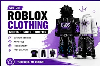 create custom roblox clothing, roblox shirts, pants and avatar outfits