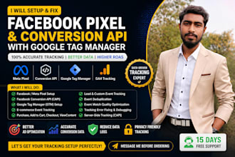 setup facebook pixel, conversion API and google tag manager