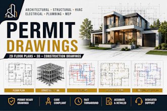 draw 2d floor plans, blueprints and permit drawings in autocad