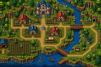 create pixel art top down maps, tilemaps for rpg maker and godot games 2d assets