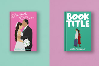 create an illustrated romance book cover