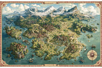 draw a fantasy map illustration