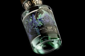 do liquor bottle label, gin, vodka, rum, whisky, wine, beer, gin label design