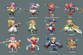 create pixel art character, game art,  sprite sheet,asset, rpg sprite, retro art