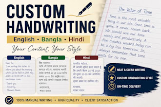 write any data or information in neat handwritten english, bangla or hindi